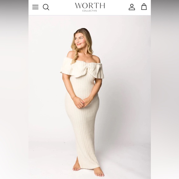 Aston Bow Front Maxi Sweater Dress in Ivory - Small NWOT - Picture 4 of 9